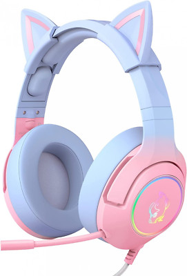 PHNIXGAM Gaming Headset for PS4, PS5, Xbox One(No Gradient Pink Blue