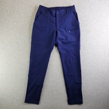 Jaanuu Scrub Pants Womens XS Navy Blue 11 Pocket Cargo Slim Straight Zip Fly