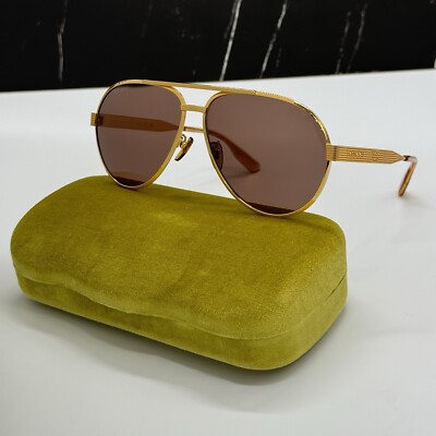 NEW GG1531S 002 GUCCI GOLD BROWN AVIATOR UNISEX GUCCI SUNGLASSES