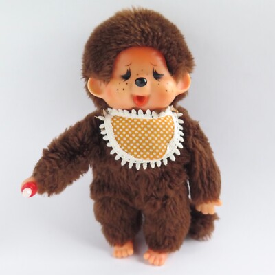 MONCHHICHI CRYING BOY DOLL ORANGE POLKA DOT BIB 18 cm | Monchichi