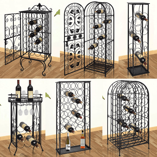 Metal Wine Rack Floor Standing Bottle Mount Holder Exhibition Organizer Lied