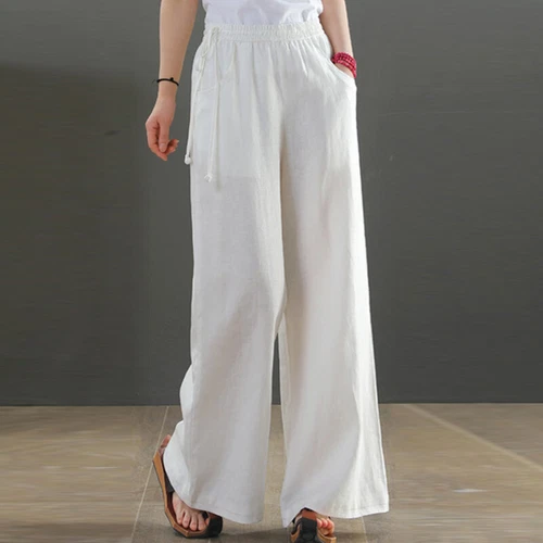 Women Loose Fit Elastic Waisted Palazzo Pant Ladies Daily Wear Casual - Picture 23 of 54