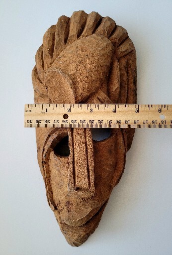 African Tribal Handcrafted Raw Carved Wood Wall Primitive Folk Unusual Mask