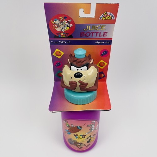 Vintage 1995 Taz Tasmanian Devil 11oz Juice Bottle Sipper Top Looney Tunes New - Picture 2 of 15