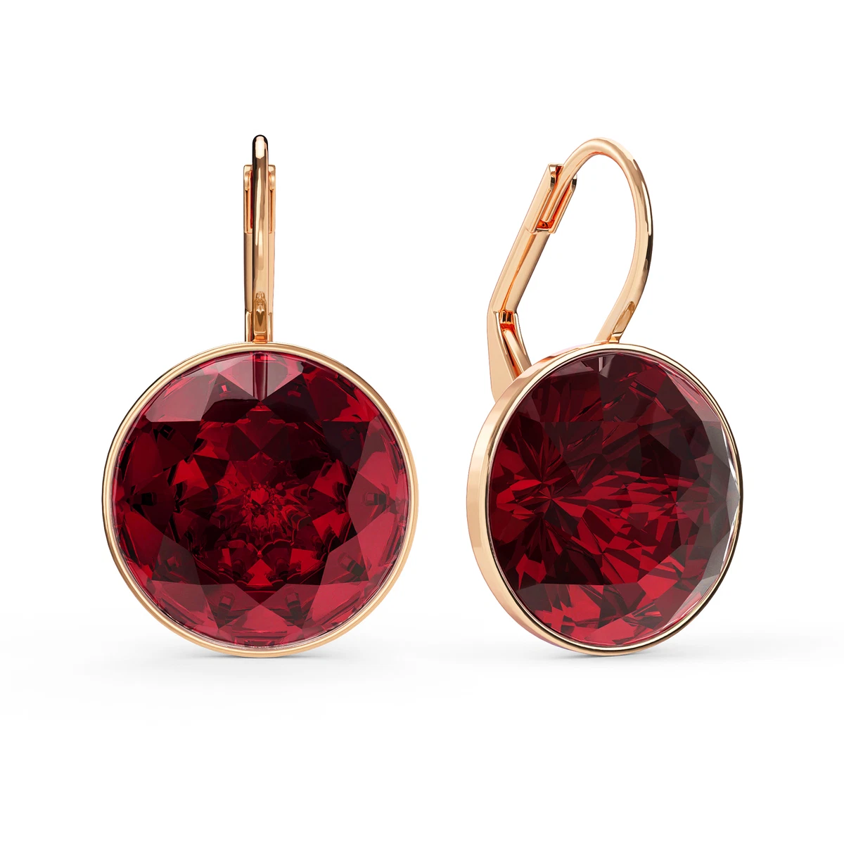MYJS Bella Earrings With 10 Carat Ruby Crystals Rose Gold Plated