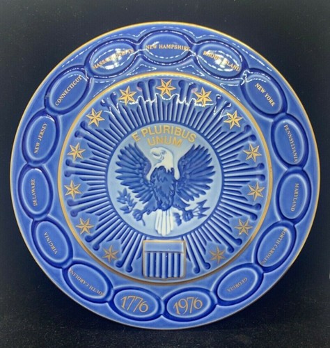 Bing & Grondahl U.S.A. Bicentennial porcelain plate 9 inch blue and gold 1976 - Picture 1 of 3