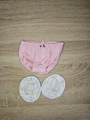 BABW Build A Bear Vintage Pink Underwear/Panties With Rose & White Shoes