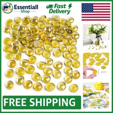Durable 1LB Yellow Flat Glass Marbles - Versatile Decoration  Craft Supply