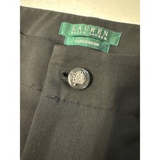 Lauren Ralph Lauren Sanderson Black Wide Leg Dress Pants Trousers Crest Button 6