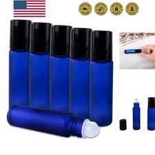 Cobalt Blue Glass Roll On 10ml 1/3oz Bottles Glass Container Tubes Roll-On Bo...