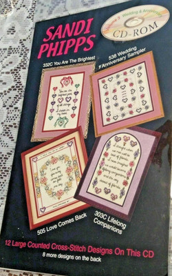 Cross Stitch Sandi Phipps Wedding & Anniversary Vol 3 12 Counted Designs CD Rom