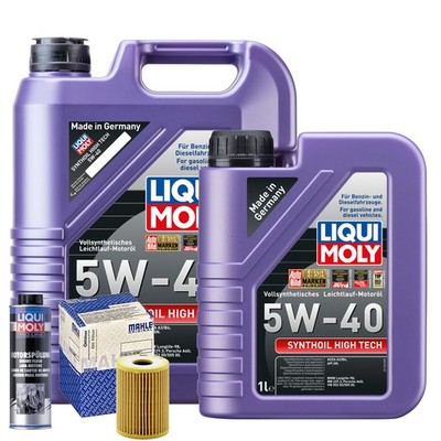 Motoröl 5W40 LIQUI MOLY Synthoil High Tech 6L+MAHLE Ölfilter +Spülung