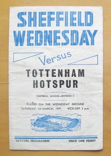 SHEFFIELD WEDNESDAY v TOTTENHAM HOTSPUR 1946/1947 Good Cond Football Programme
