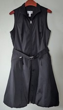 Joseph Ribkoff 10 Black Sleeveless Dress Full Zipper Pockets Belt Poly Bubble