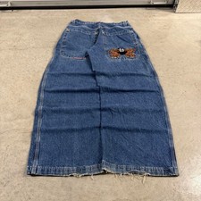 Y2k vintage skater grunge baggy wide leg JNCO trival 8ball embroidered jeans