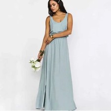 NWT Show Me Your Mumu Weddings sz Medium v neck low back maxi sage chiffon dress