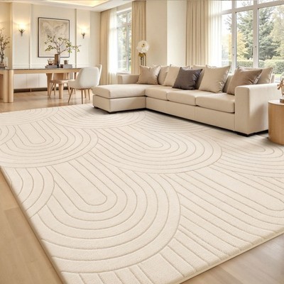 Groß Kurzflor Teppich Wohnzimmer 3D Halbkreismuster Carpet Waschbarer Rugs