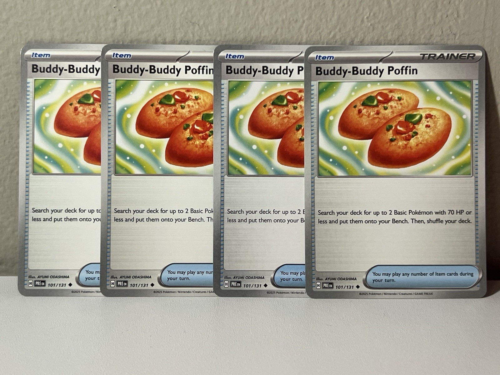 4x Buddy-Buddy Poffin Playset 101/131 Prismatic Evolutions Pokemon TCG