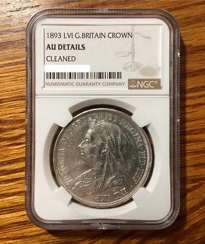 NGC AU Great Britain (UK) 1893 Victoria 3rd portrait One Crown Silver Coin