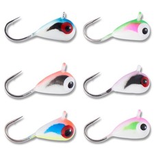 6 PCS Tungsten Ice Fishing Jigs Glowing Paint Lures Winter Crappie Bluegill