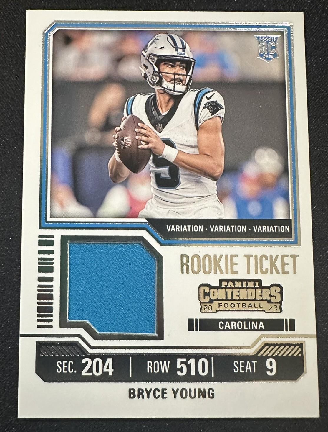 2023 Panini Contenders #TS41V Bryce Young Rookie Ticket Relic Variation RC