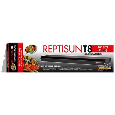 Zoo Med ReptiSun T8 Terrarium Hood, Hood Black 20'' inch