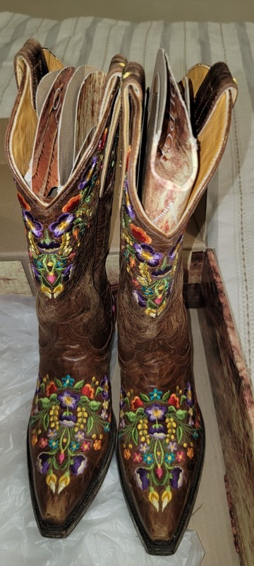 Old Gringo Brown Floral Embroidered Western Cowboy Boots Women's US 7