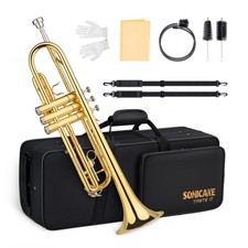 Sonicake Trumpet Set for Beginners Student Brass Instrument w/7C Mouthpiece&Hard