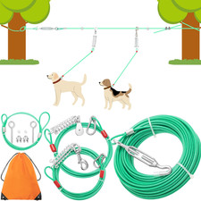100FT Dog Tie Out Cable, Heavy Duty Chew Proof Long Dog Lead Leash with 10FT  1
