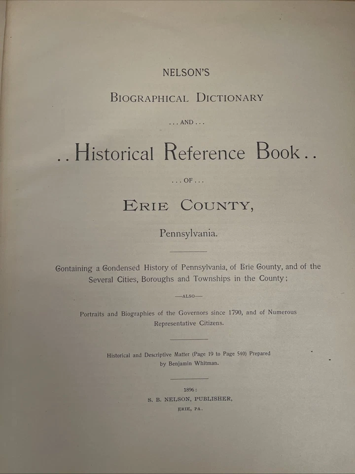 Erie County Pennsylvania Historical Reference Book, 1896 Foto 4 de 4