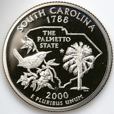 2000 S Gem Proof DCam South Carolina SC State Quarter CN-Clad