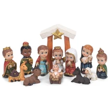 Kurt S. Adler 1.6-4.5" Children's, 13-Piece Nativity Set, Multi