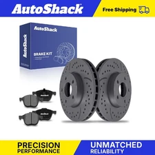 Front Drilled Slotted Brake Rotors Premium Ceramic Pads for Ford Focus