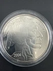 Silver 1 Oz 999 2004 Round Coin Indian And Buffalo Us Mint Reverse In Capsule