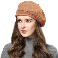 French Style Beret Hat for Women Winter Fall Knit Artist Hats Classic Solid C...