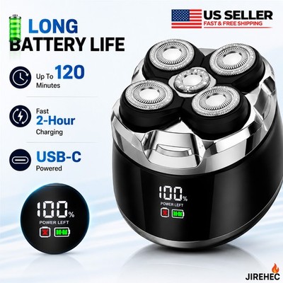 Bald Head Shaver for Men Magnetic Electric Razor Waterproof Cordless USB-C