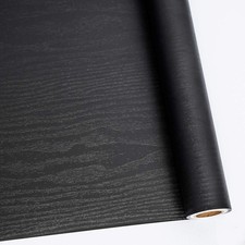 Abyssaly Black Wood Contact Paper Peel and Stick Wallpaper for Cabinets Self