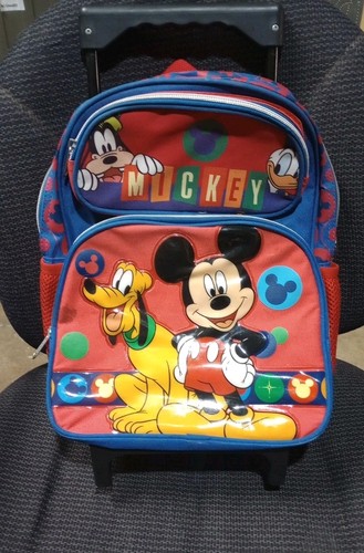 Disney Mickey Mouse Child Toddler Carry On Wheels Rolling Backpack 