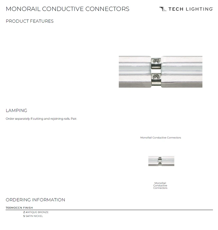 Tech Lighting - Monorail Conductive Connector Pair - Chrome - 700MOCCNC - Image 3 of 3