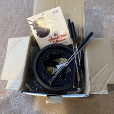 The Homestead Collection Porcelain Enameled Blue Cast Iron Fondue Set New In Box