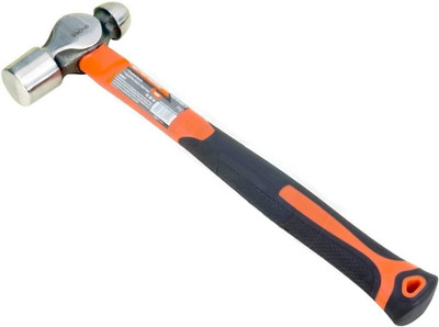 Ball Peen Hammer 16 Oz. - Forged Fine Grain Steel Head - Ergonomic Rubber Cusion
