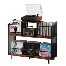 KirKical; 3-Tier Large Capacity Record Player Stand, Holds Up to 400 Albums ...