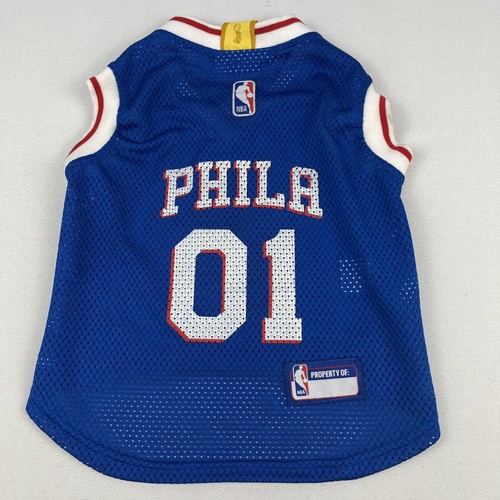 Philadelphia 76ers Sixers Dog Pet Jersey Sz M NBA Basketball #01 Spell Out Logo
