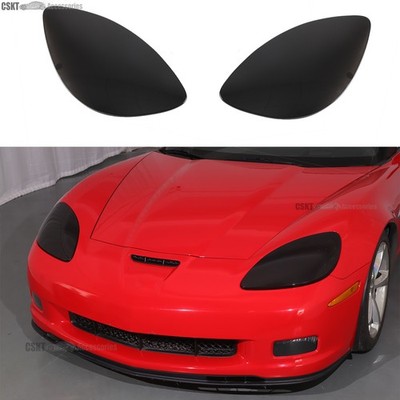 Precut Headlight Tint Smoked Blackout OVERLAY Film Fits Corvette C6 2005-2013