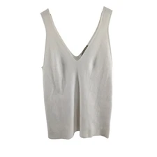 Everlane Womens Organic Cotton Blend Knit Cami Tank sz XL Ivory Babydoll Ribbed