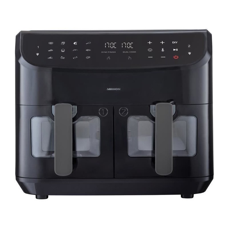 Friteuse a air chaud MEDION double panier pour cuisiner sans odeur