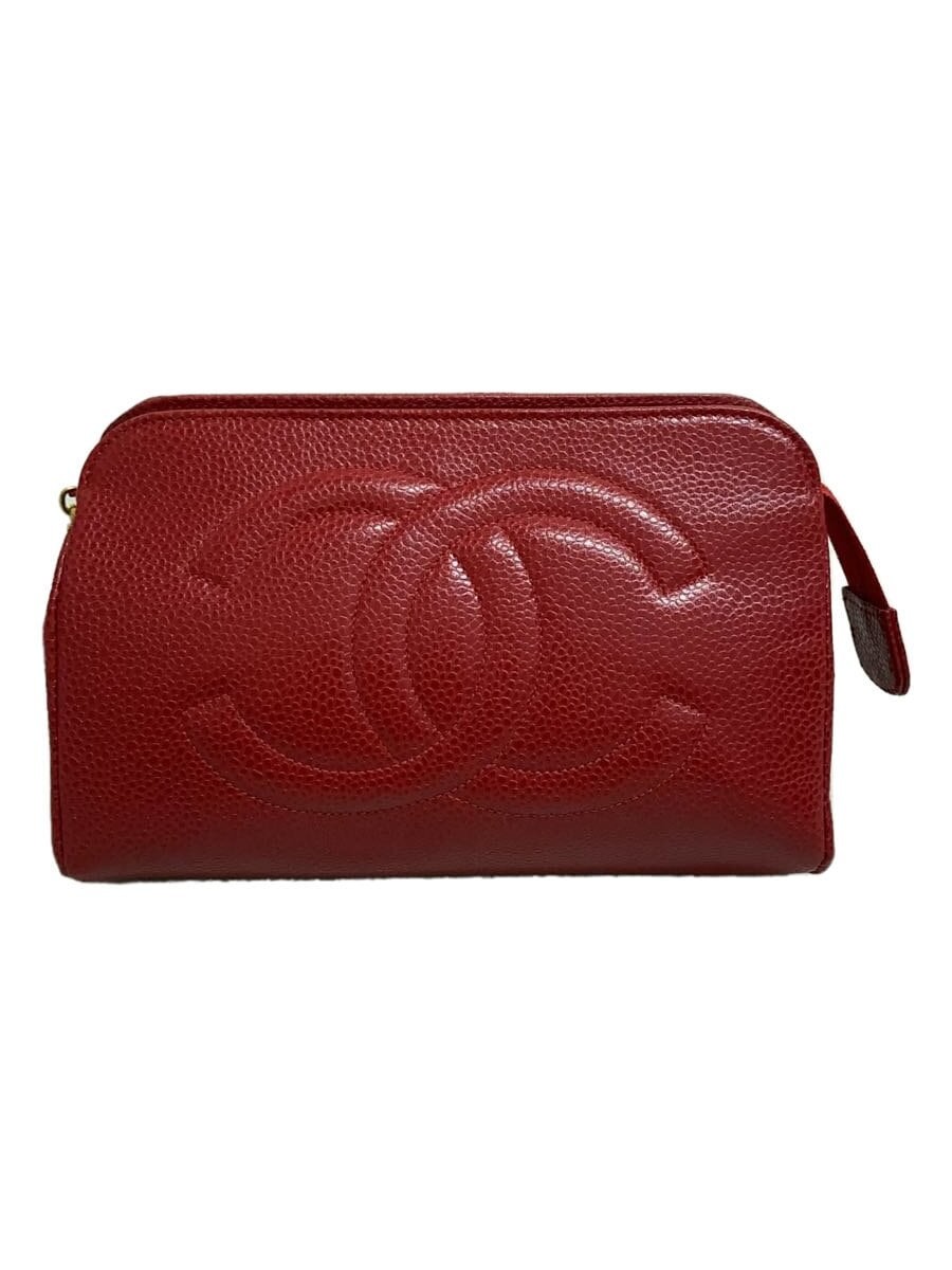 Chanel Red Solid Leather Pouch EF827672