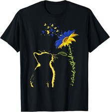 Cat Sunflower Butterfly Ukrainian Flag I Stand With Ukraine T-Shirt