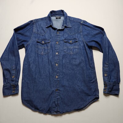 Broken Threads Button Up Shirt Long Sleeve Men Size Medium Blue P0