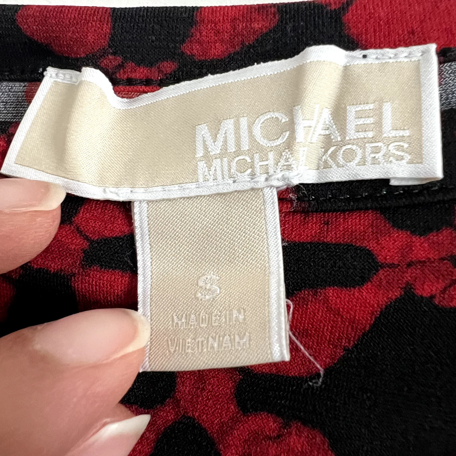 Abito a tunica Michael Kors donna piccolo rosso nero croce motivo geometrico